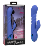 California Dreaming LA Love Blue Silicone Triple Motor Rechargeable Massager with 10 Functions of Intimate Suction and 3 Speeds of Vibration and Thrusting VIBRATORS-RABBIT-MULTI